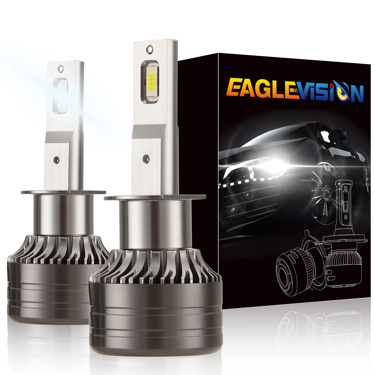 1 pair Car Headlamp LED Headlight Bulb 60W 6,000LM ZES-3575 LED chip Automobile LED headlight