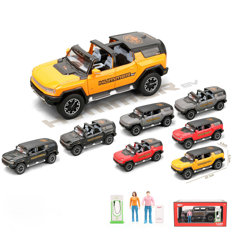 1:24 Suv Alloy Pull-back Car With Light Sound Effect Hard Top Convertible Off-road Vehicle Toys Model Ornaments