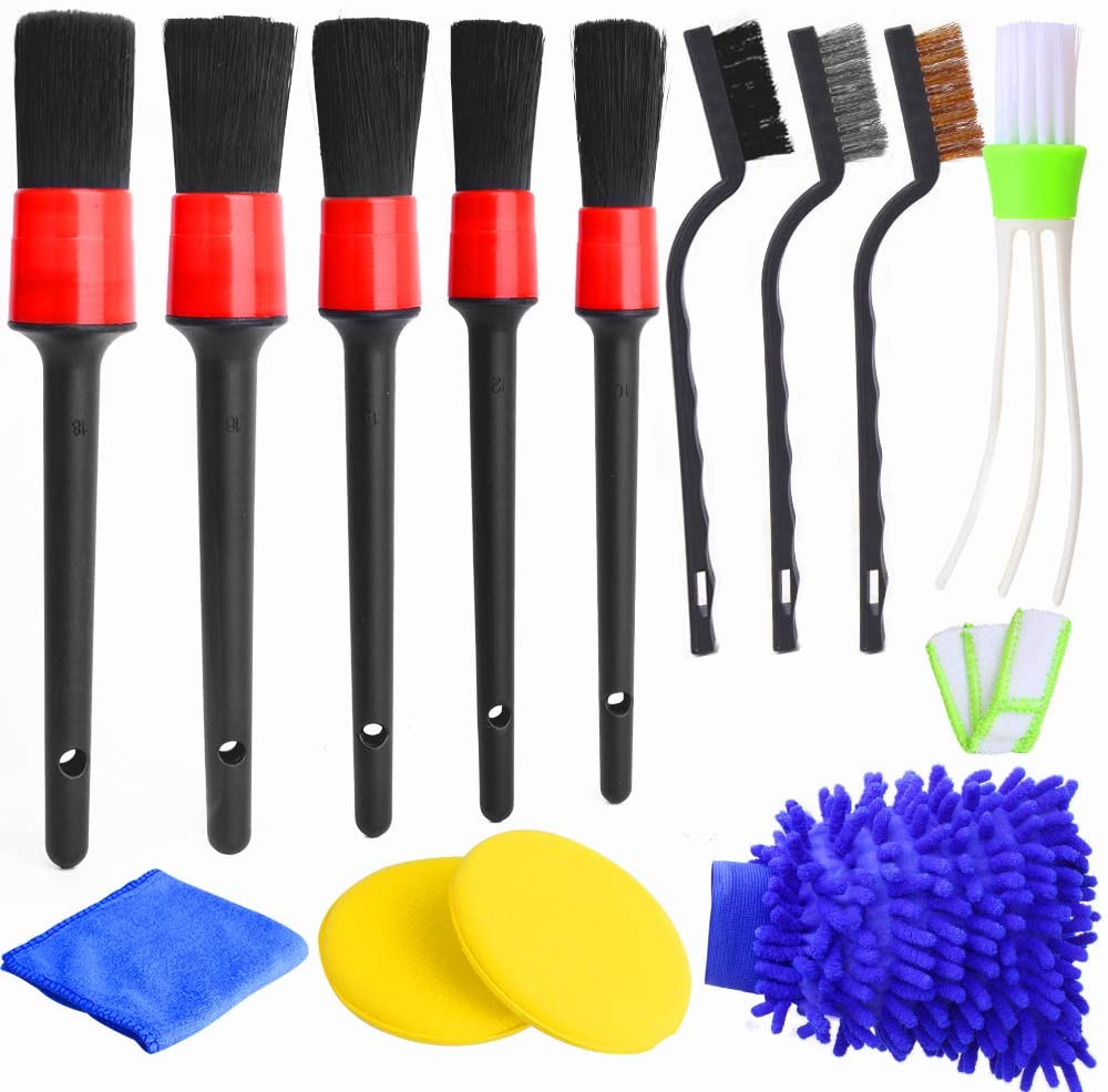 13pcs Detailing  Brush Set For Auto Detailing Cleaning Car Motorcycle Interior, Exterior,leather, Air Vents