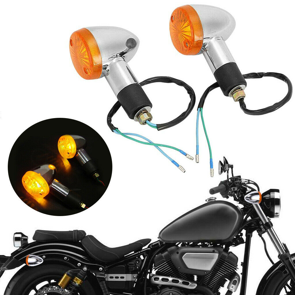 2Pcs Motorcycle Turn Signal Light Indicators Blinkers Amber Y