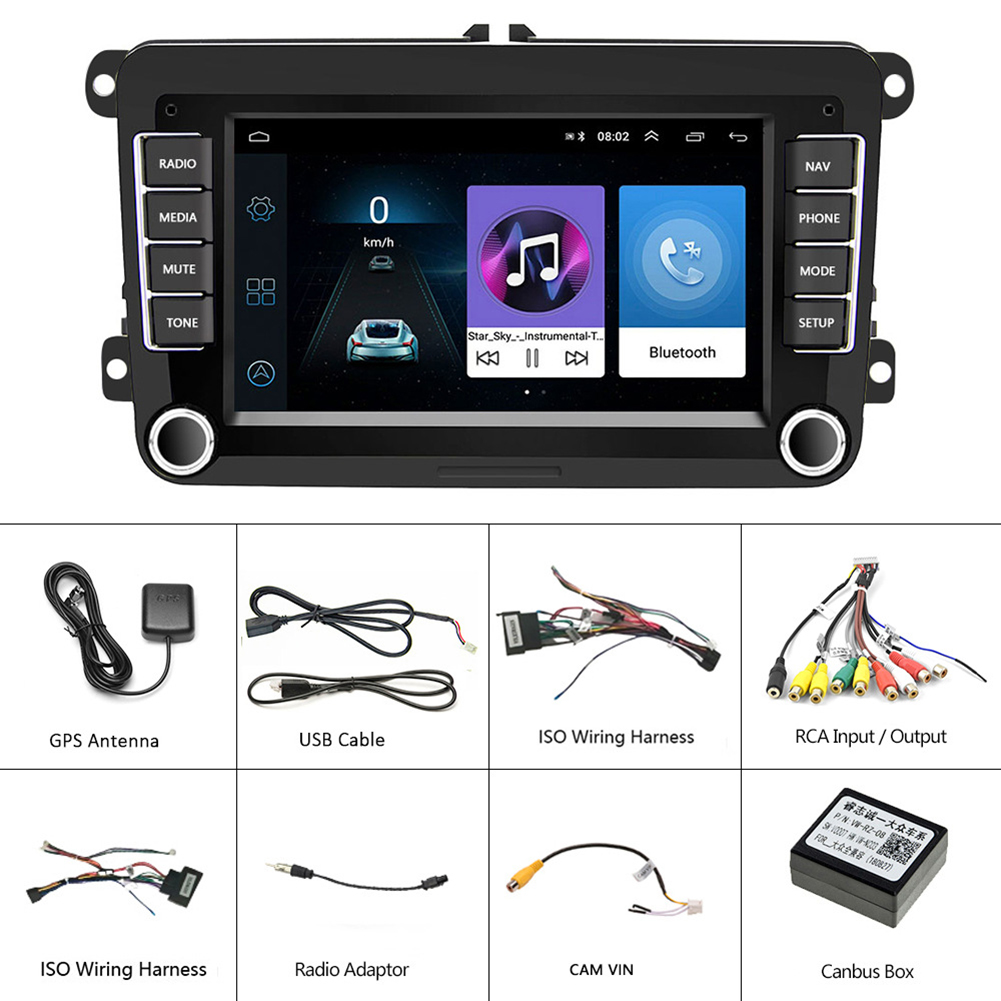 2-din 7-inch Android Car Navigation Central Control Large-screen Built-in Wireless Carplay Radio for Volkswagen