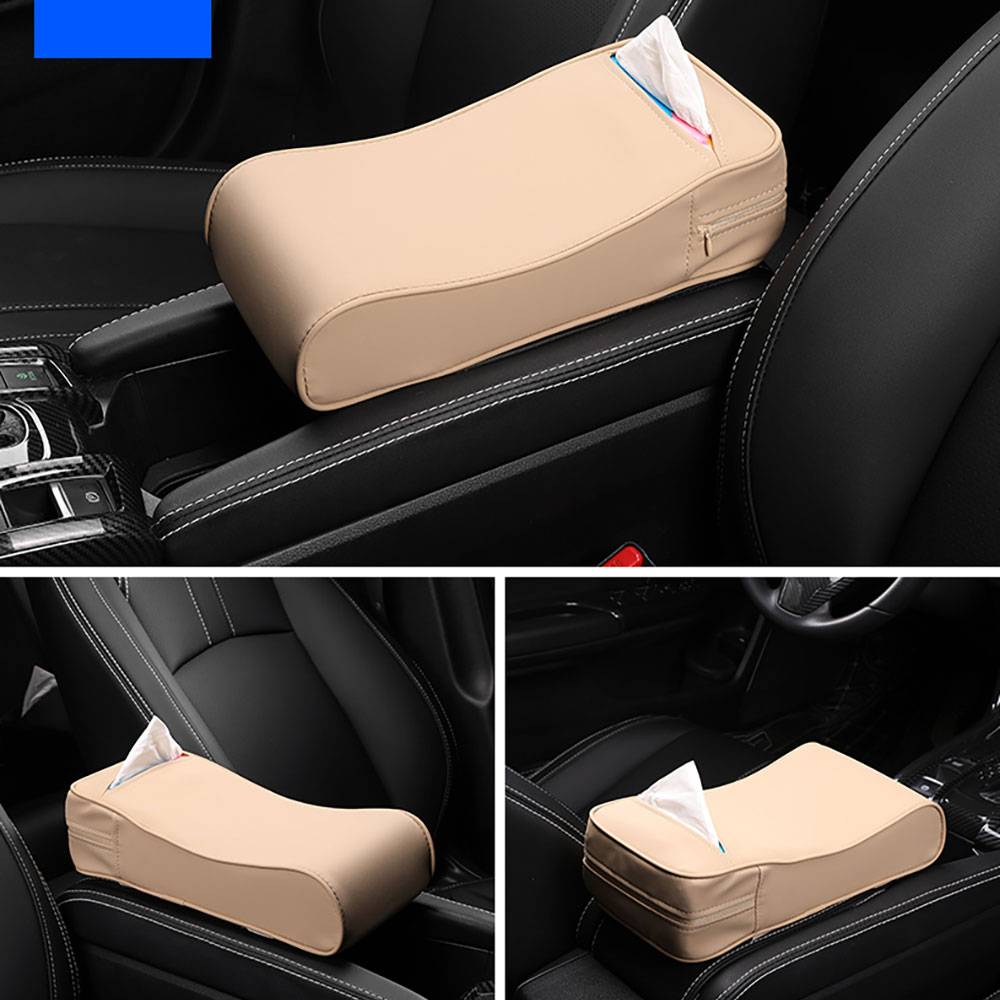 2-in-1 Car Armrest Pad Paper Tissue Holder Towel Box Central Arm Rest Memory Foam Armrest Cushion Parts
