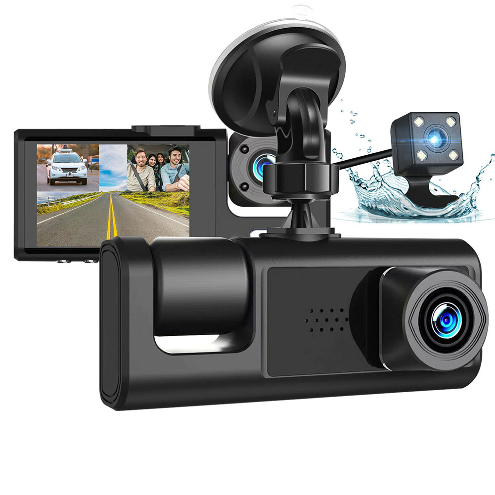 2-inch Screen Car Driving Recorder 3-way HD 1080P 3-lens Parking Monitoring Dvr Video Recorder
