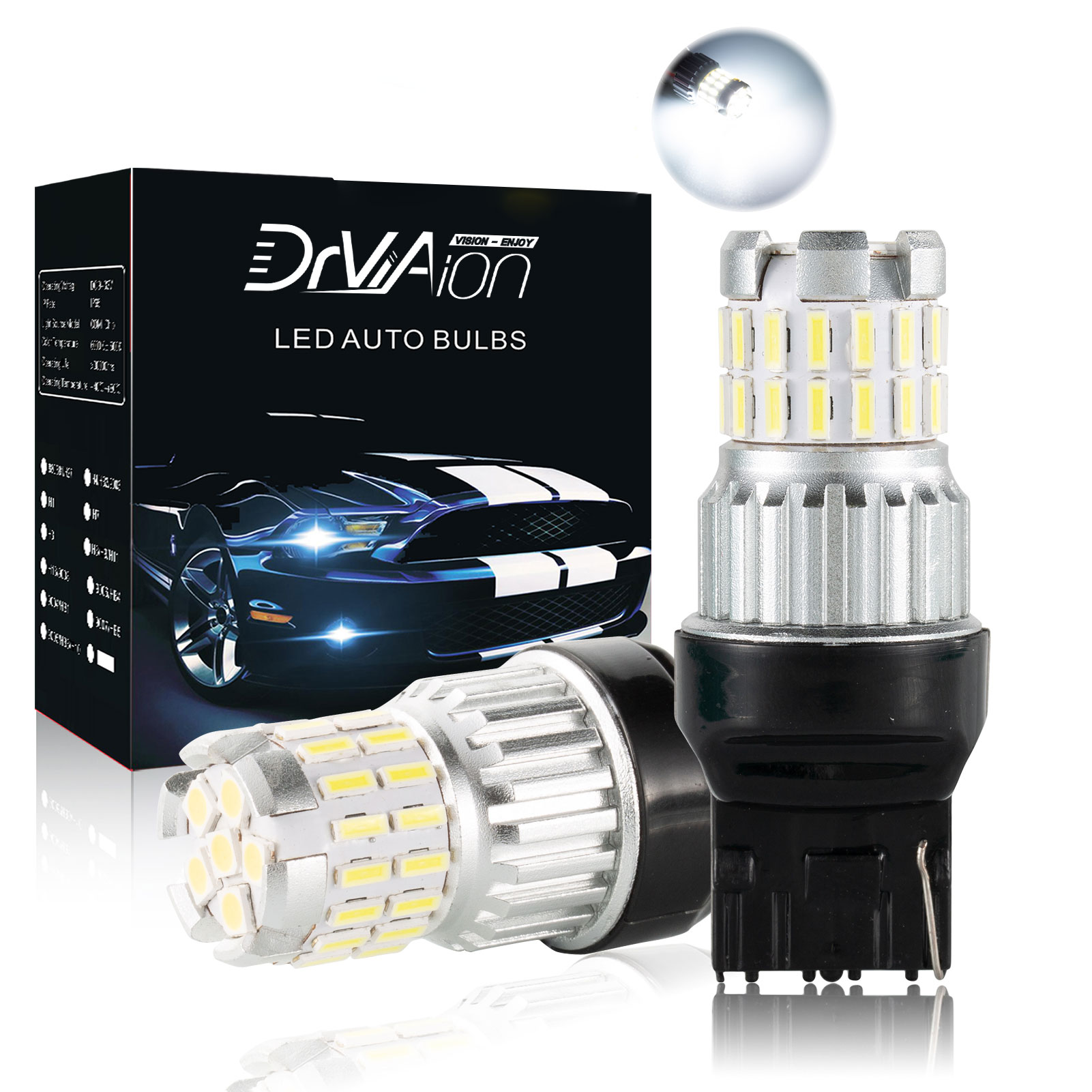 2pcs Fast Heat Dissipation LED Bulb for Car Canbus Waterproof Light 6500K