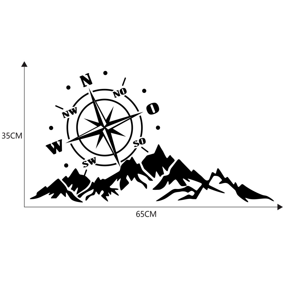 2pcs Vinyl Car Stickers and Decals Mountains Compass Navigation Graphic Sticker Vehicle hood Car Body Sticker