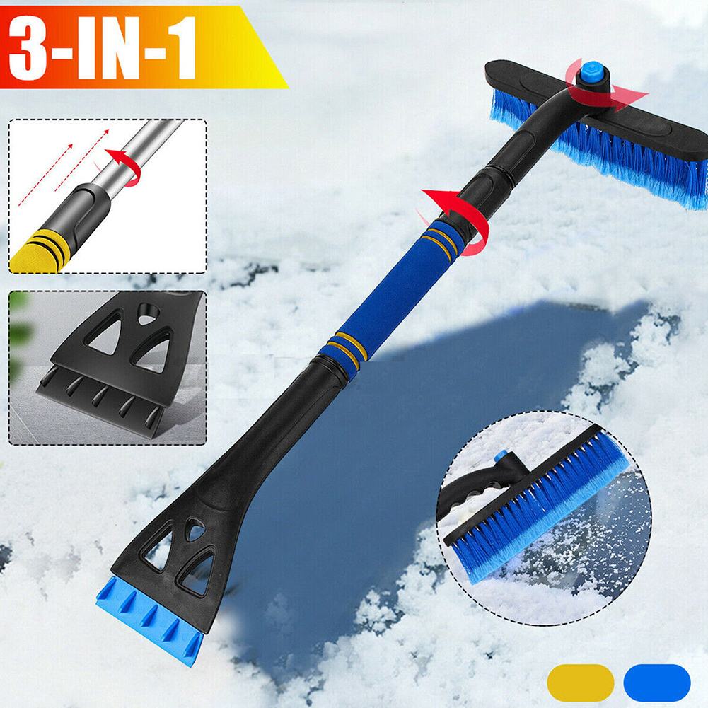 3-in-1 Expandable Car Ice Scraper with Snow Sweeping Brush Windshield Defrost Shovel Tool