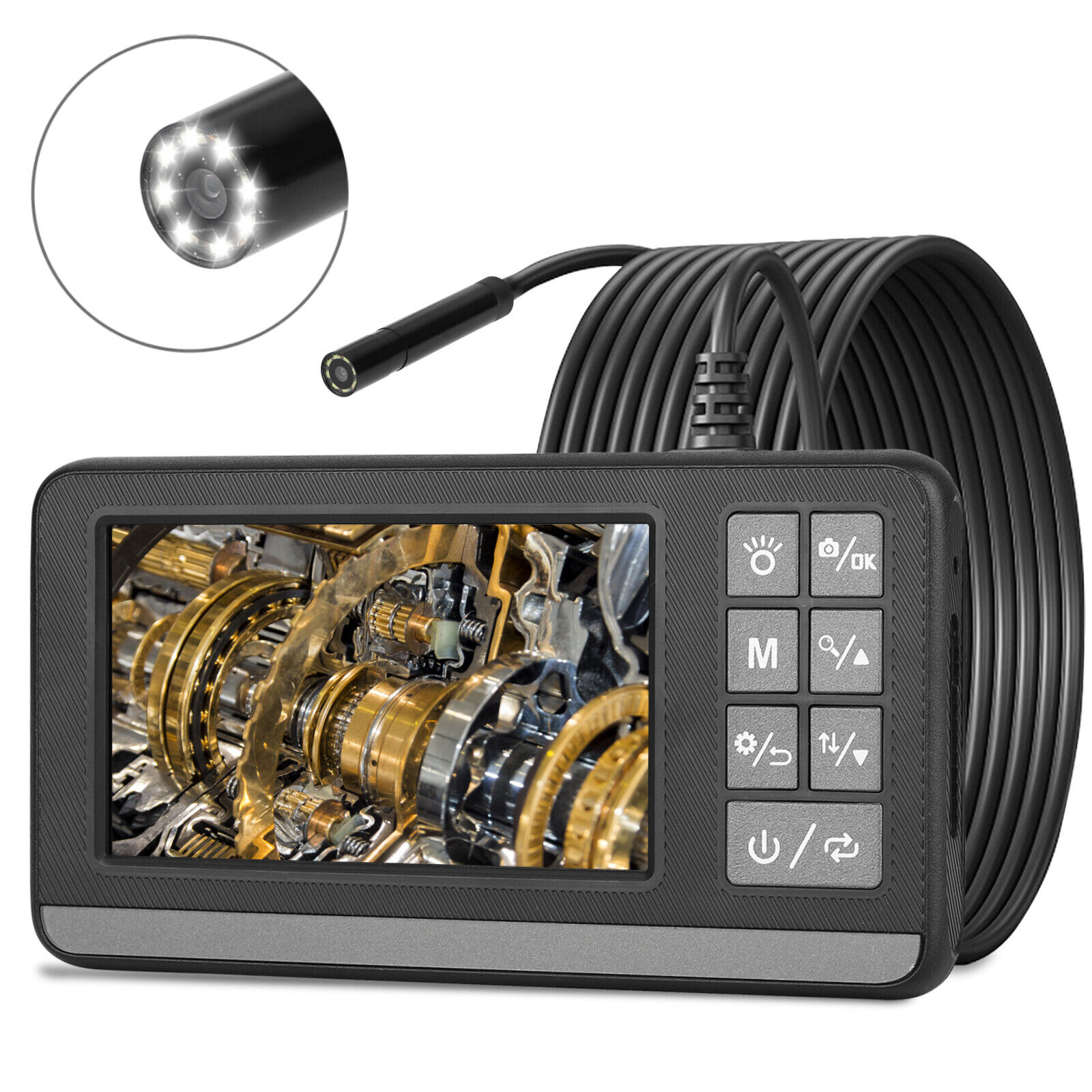 4.3 inch Lcd Screen Industrial Endoscope 8mm 1080p HD Borescope Inspection Camera with 8 LED Lights
