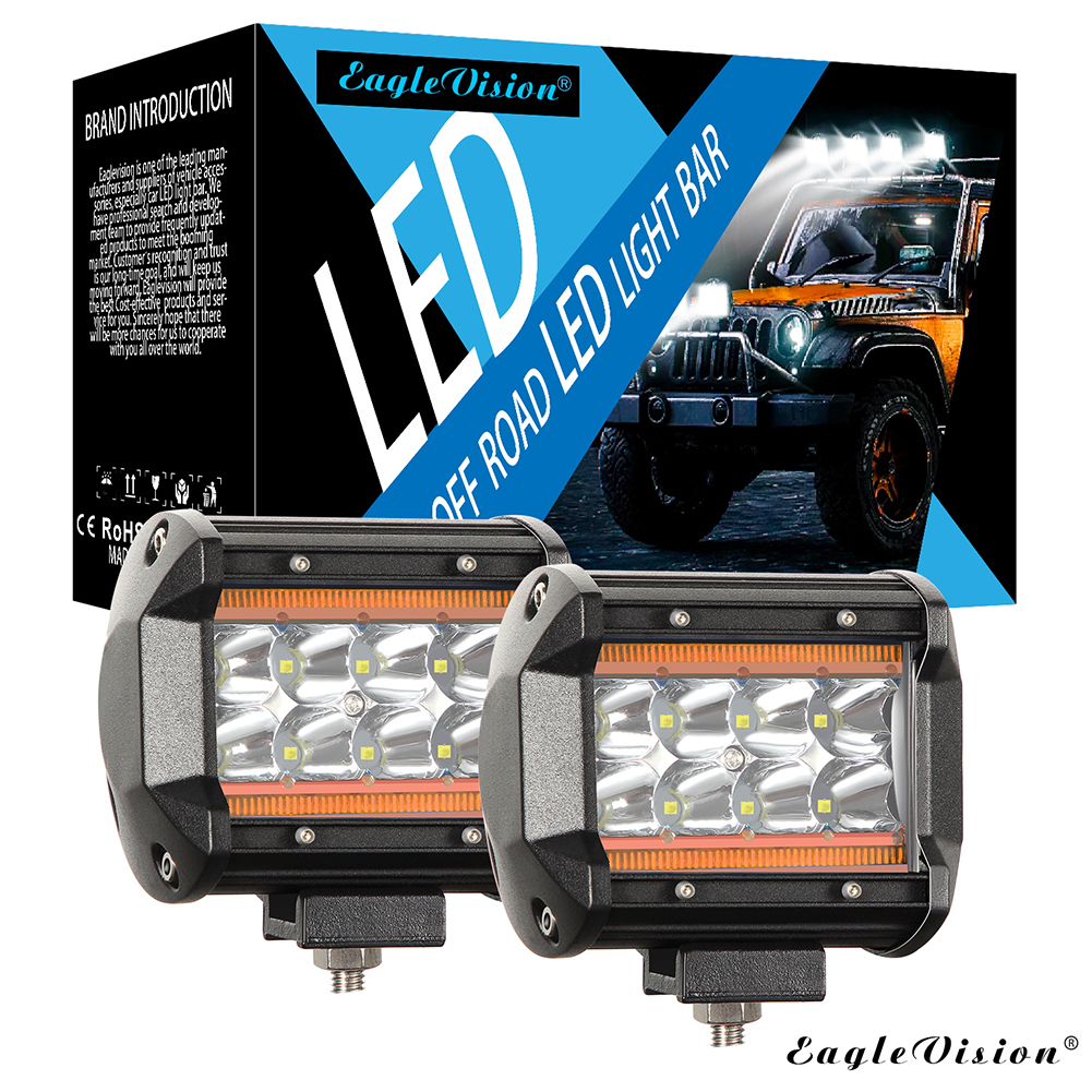 4Inch 120W 12000LM 6000K+8000K LED Light Bar Truck Lights Quad Row Off Road Lights for Jeep ATV UTV SUV Boat