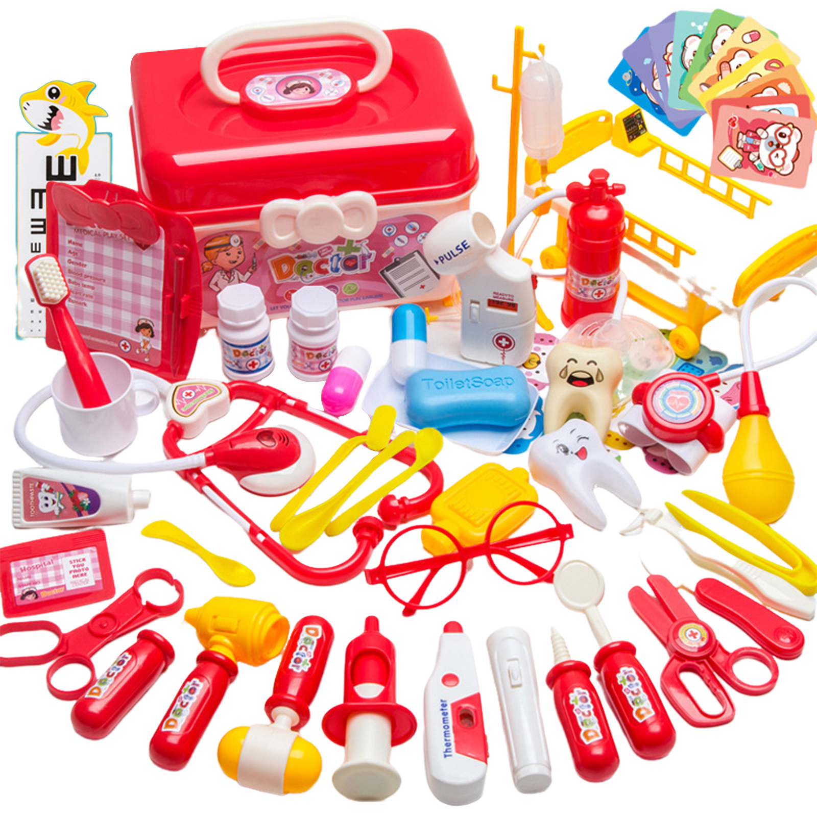 51pcs Doctor Kit For Kids Pretend Play Medical Kit With Storage Box Doctor Role Play Game Gifts For Boys Girls