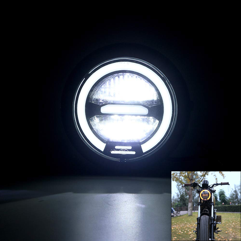 6.5Inches Metal LED Retro Motorcycle Headlight Universal Cafe Racer Vintage Motorcycle LED Headlamp