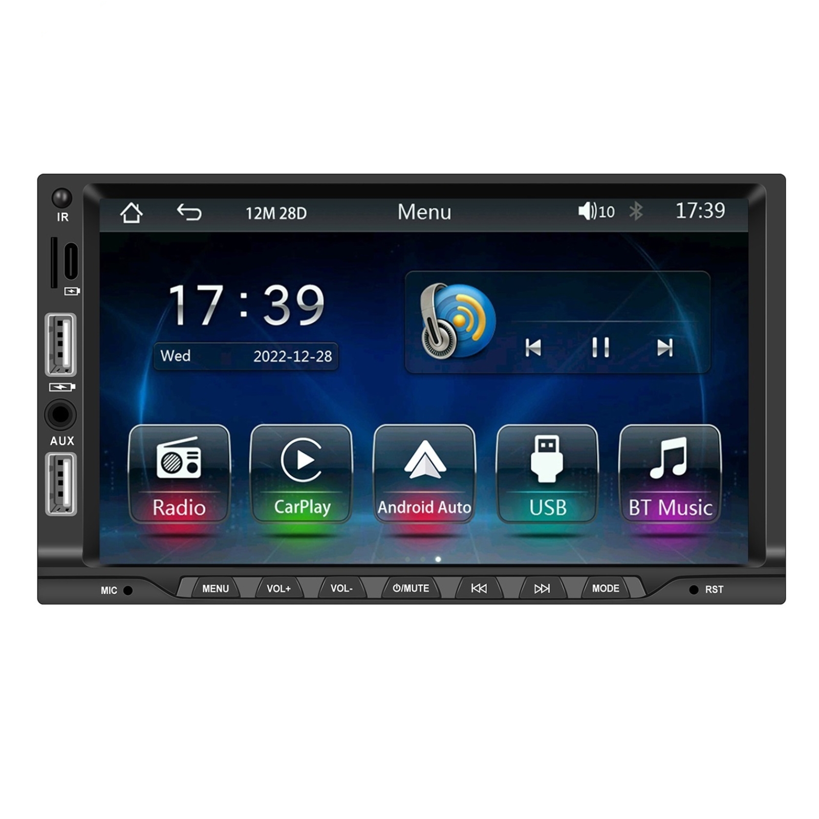 7-inch 2 Din Car Radio Bluetooth 5.1 Hands-free Mp5 Player for Carplay with Microphone