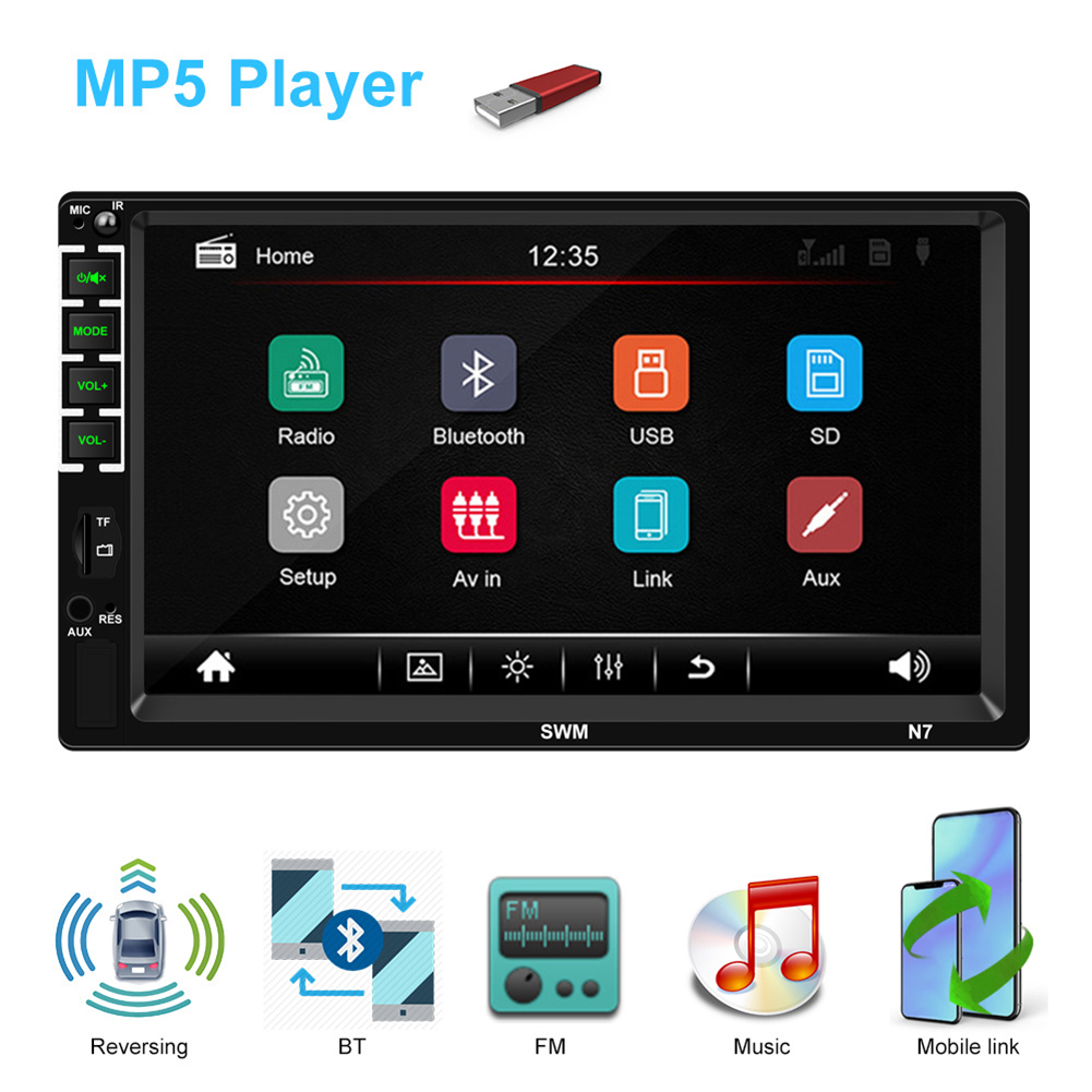 7-inch Car Stereo Mp5 Player HD Touch-screen Universal Bluetooth Aux Playback Radio Reversing