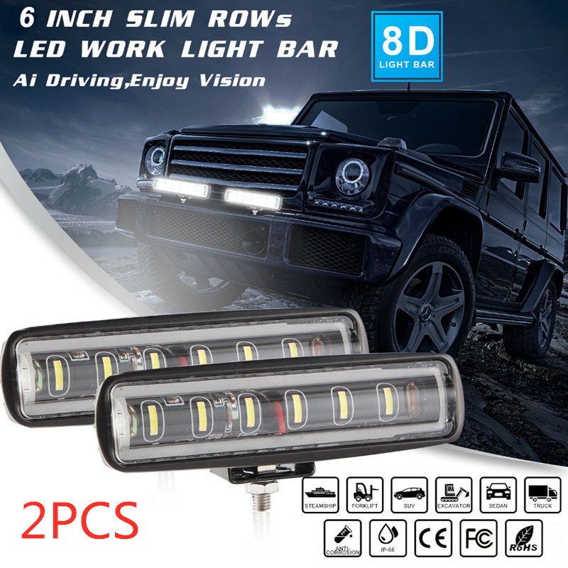 90W 6Inch Convex Lens 6LED Working Light 12V/24V 4×4 Automobile LED Light Bar White light