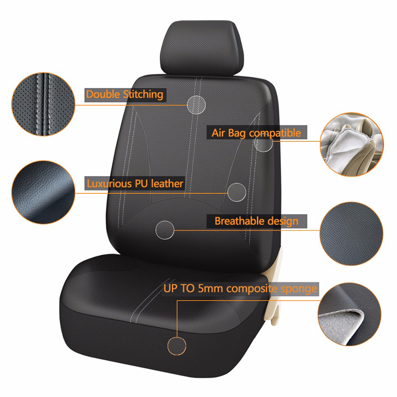 4pcs Advanced Pu Leather Auto Universal Car 5 Seat Covers