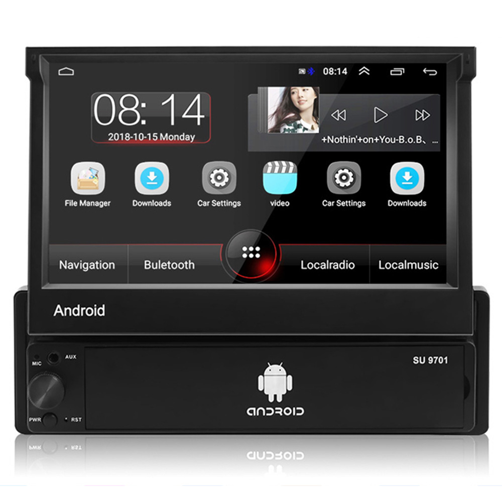 Android 9.1 1 Din Car Radio GPS Navigation 7-inch HD Retractable Screen System 2+16G Multimedia Video Player
