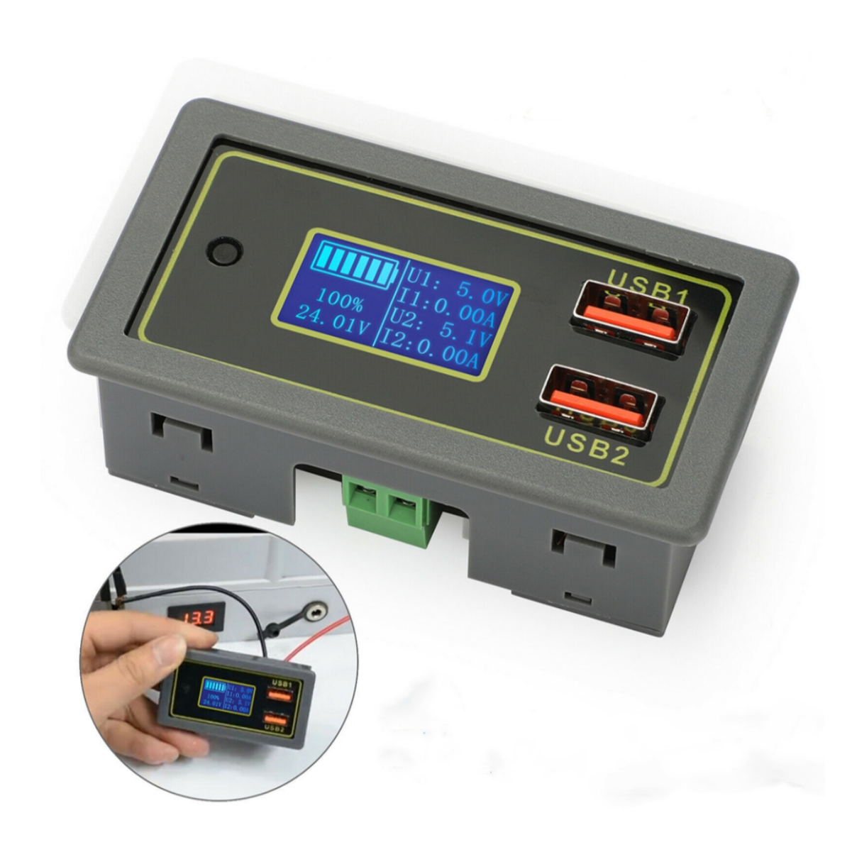 Car Automotive Voltmeter 12v 24v Dual Usb Led Digital Display Battery Monitor USB Fast Charging