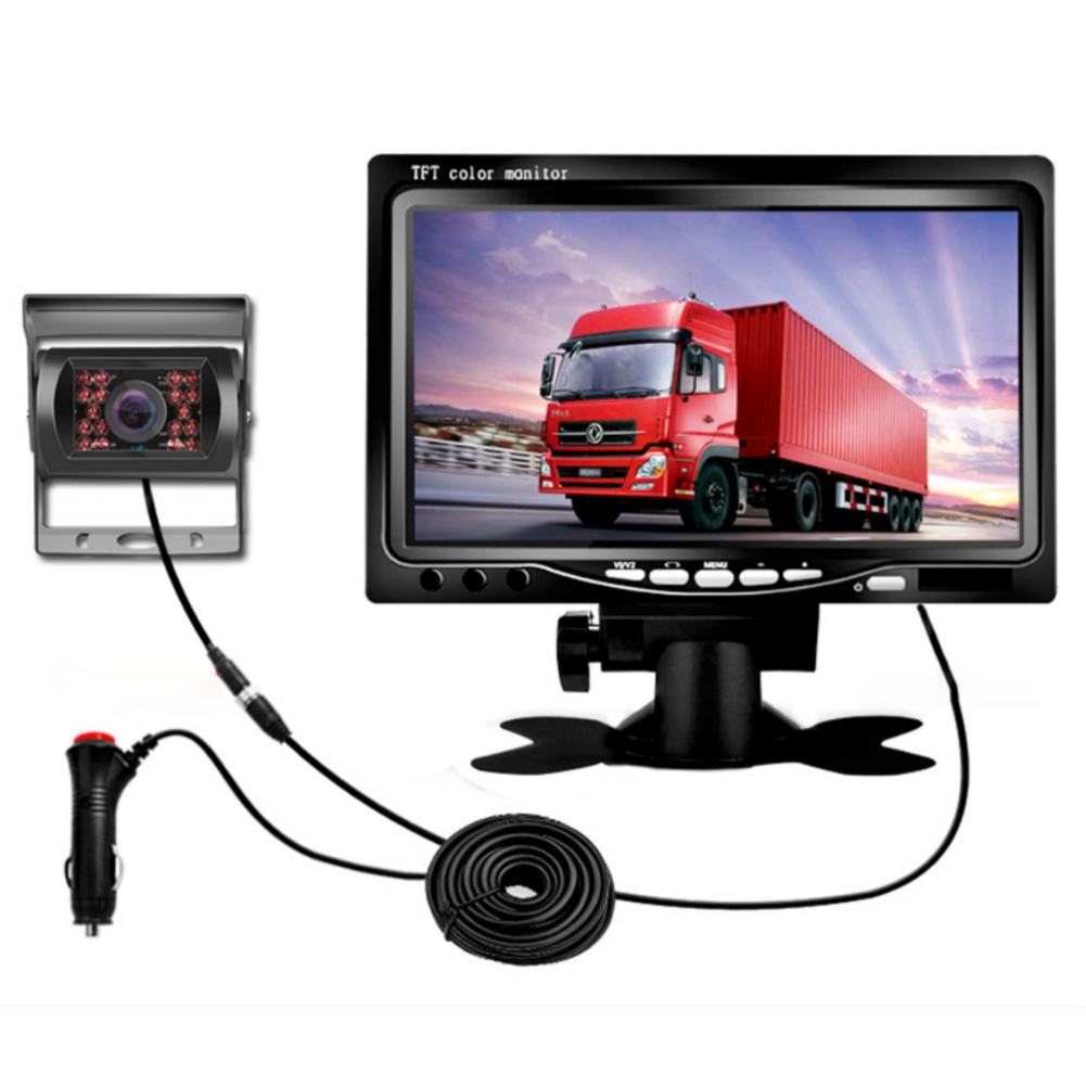 Car Back Up Monitor 7-inch Lcd Screen Reversing Image Display Bus Camera Rear View Auxiliary Device