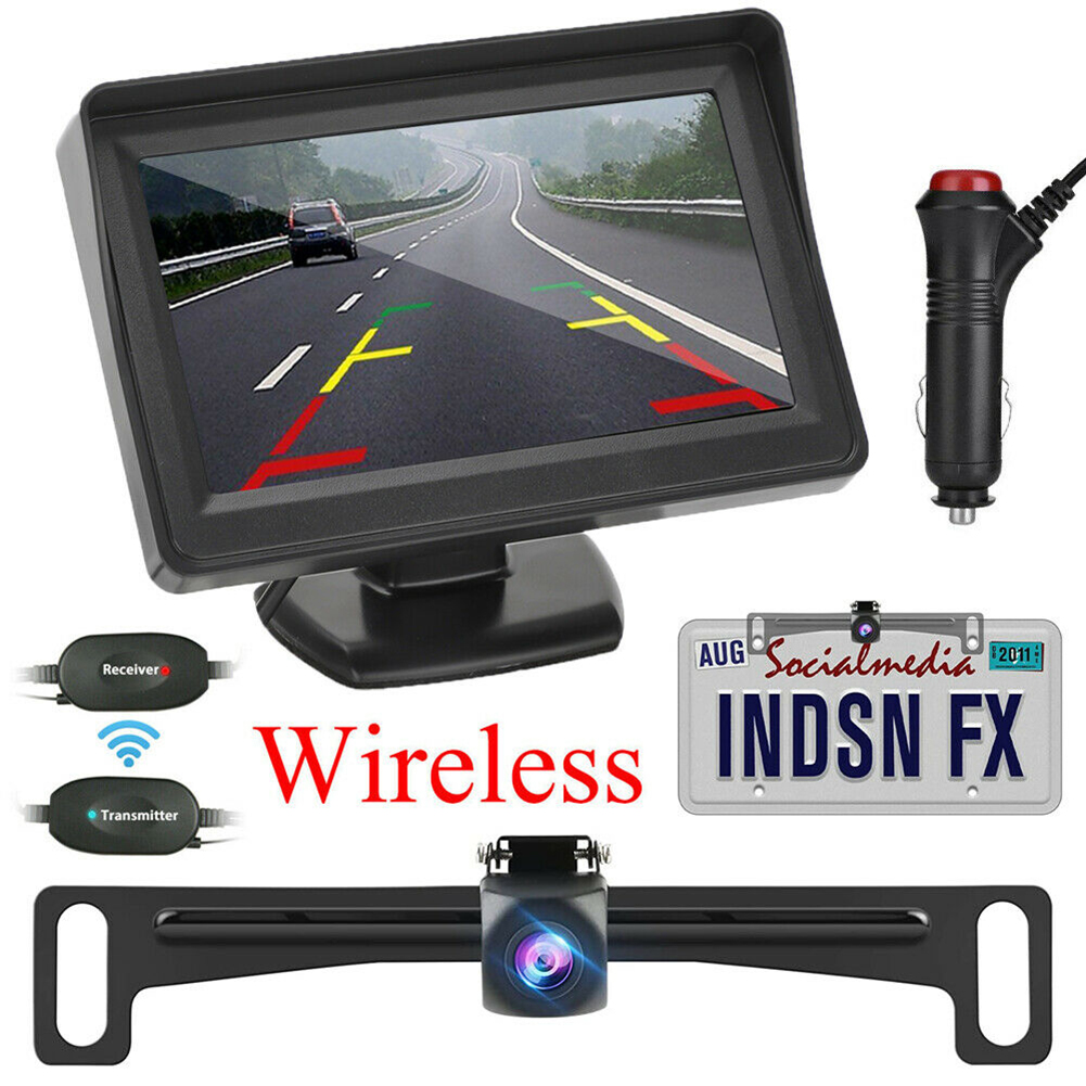 Car Backup Camera Rear View HD Parking System Night Vision with 4.3-inch LCD Monitor