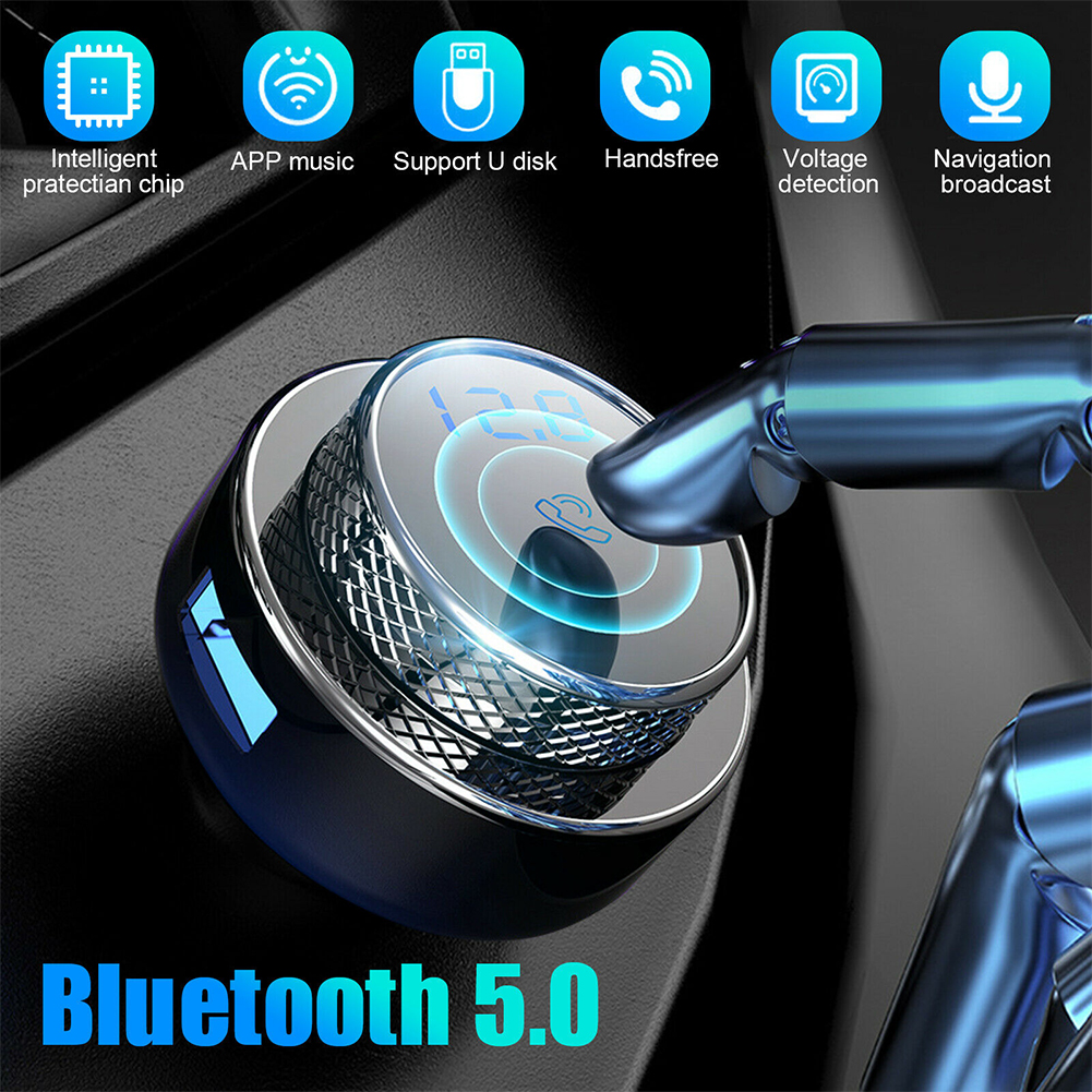 Car Bluetooth-compatible 5.0 Fm  Transmitter Lossless Usb Charger Mp3 Music Player Hands-free Multifunctional Car Accessories