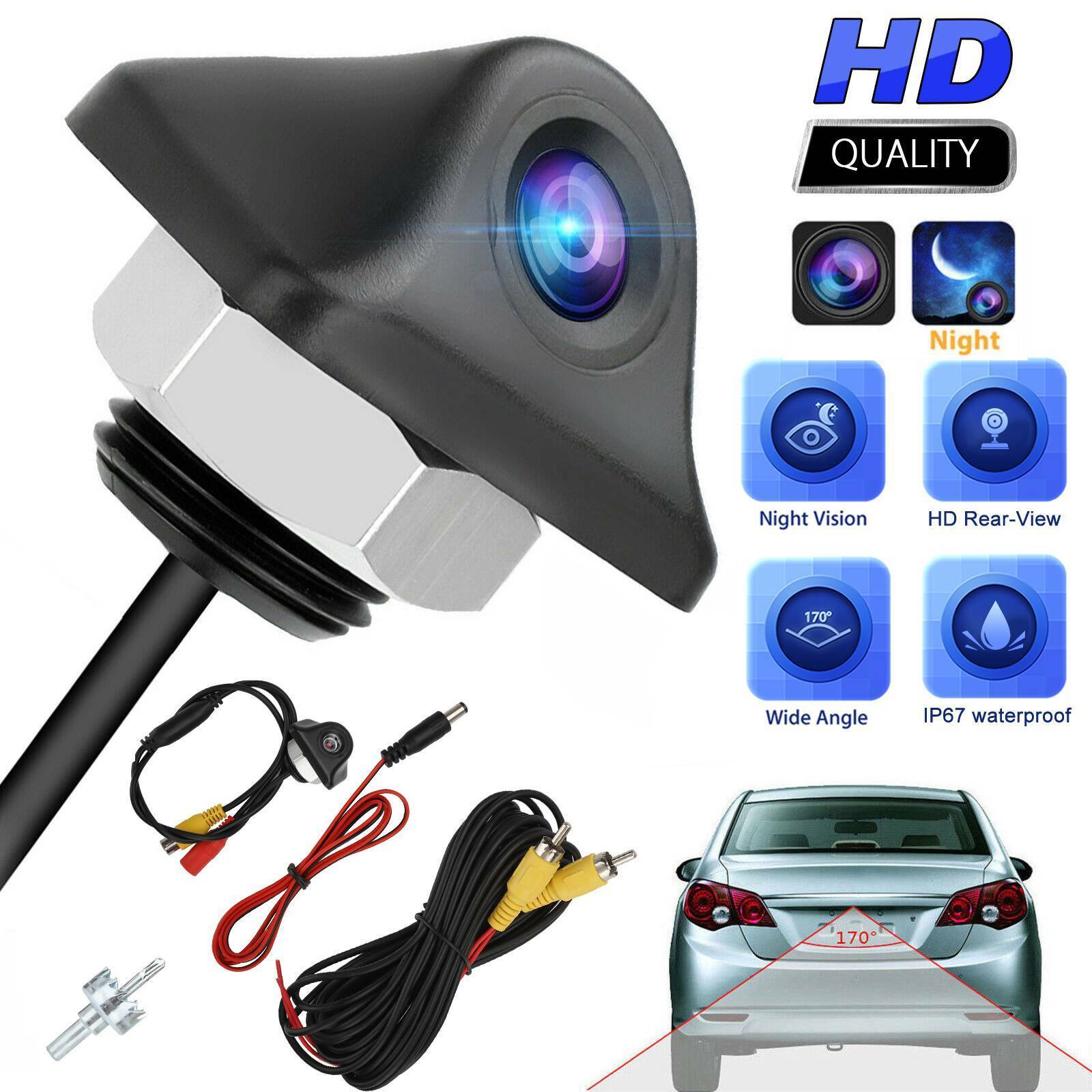 Car Car Rear View Reversing Camera Parking Backup Cam Hd Night Vision Waterproof 170-Degree Camcorder