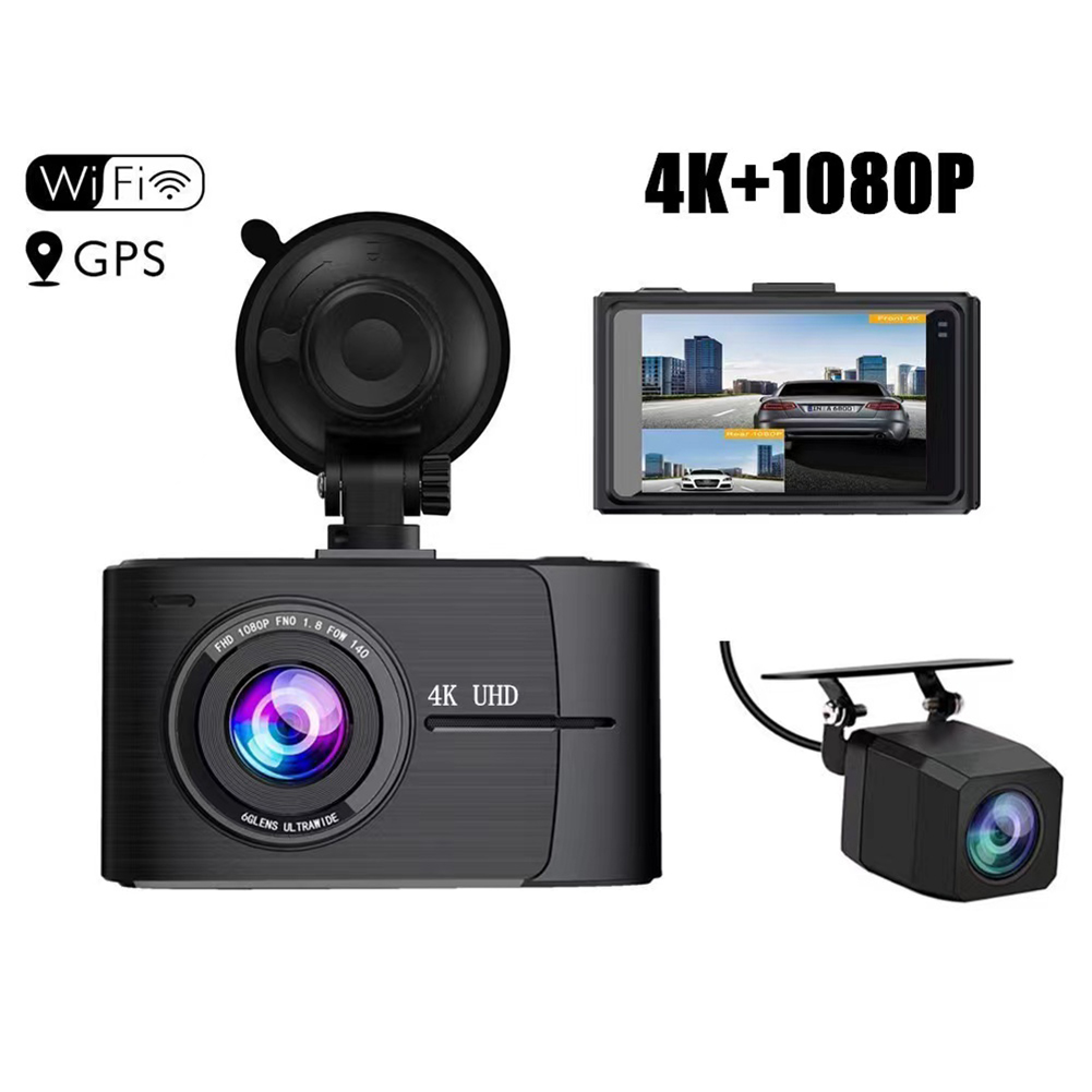 Car HD Driving Recorder 3-Inch 4k+1080p Dual Lens Wide-angle Dual Recording Night Vision Dash Cam