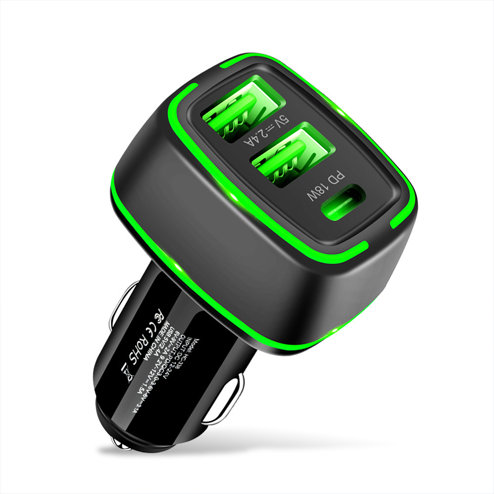Car Qc3.0+pd 18w Fast Charging Car Charger 3 In 1 Type-c Cigarette Lighter Overcharge Overheating Car Charger Wide Applications
