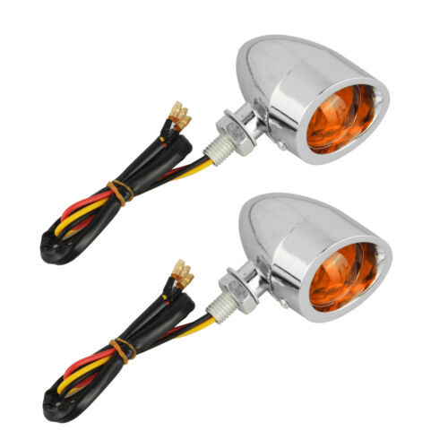 Chrome Motorcycle Turn Signal Amber Lights Indicator