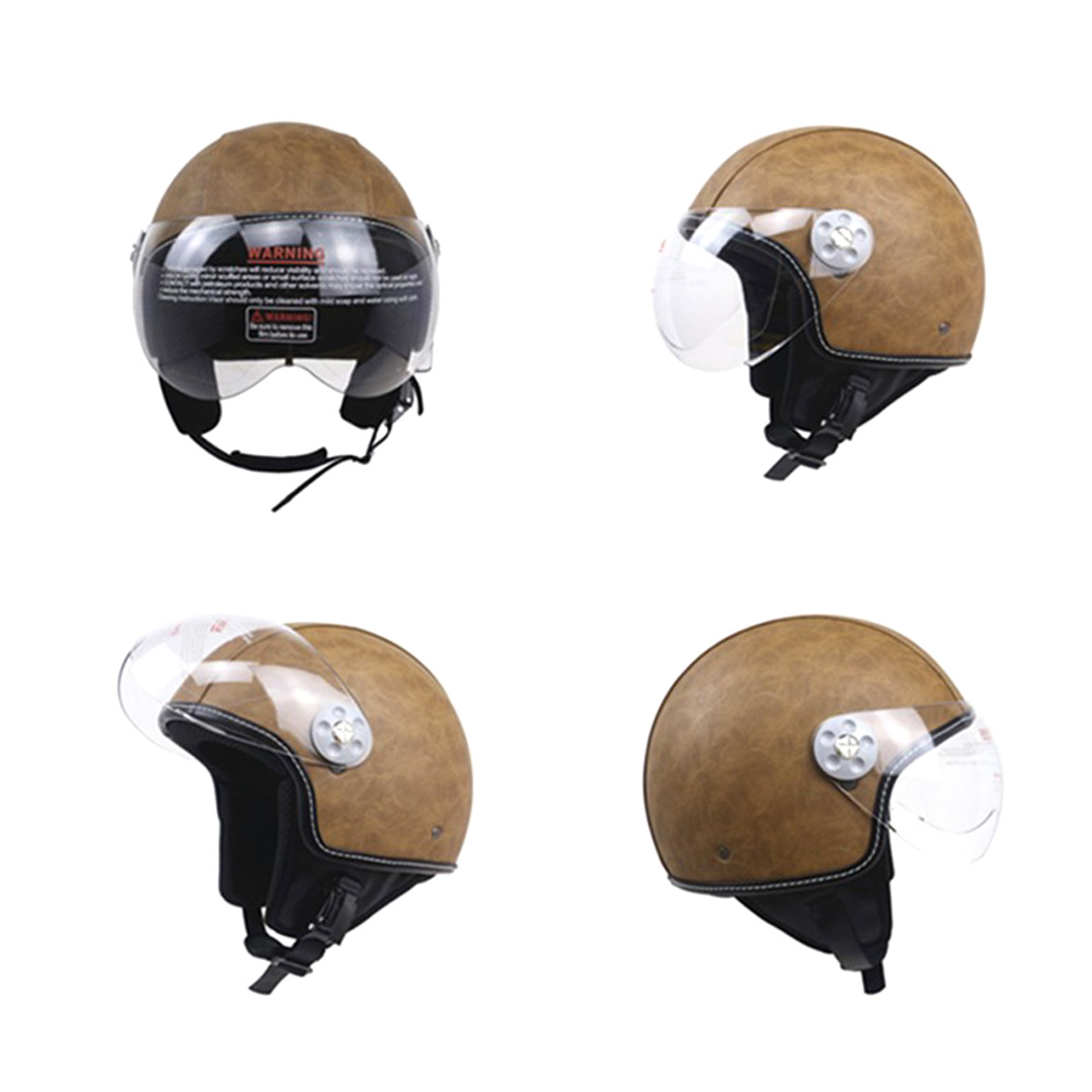 DOT Certification Helmet Leather Cover Scooter Vintage Helmet