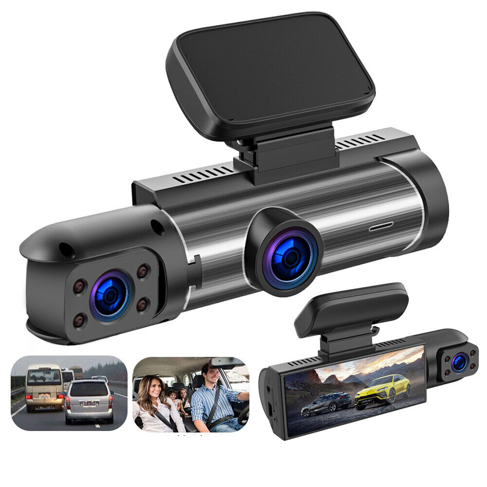 Dash Cam 3.16-inch Dual-lens Driving Recorder Front Inside Camera G-sensor HD Night Vision Wide-angle Car Dvr
