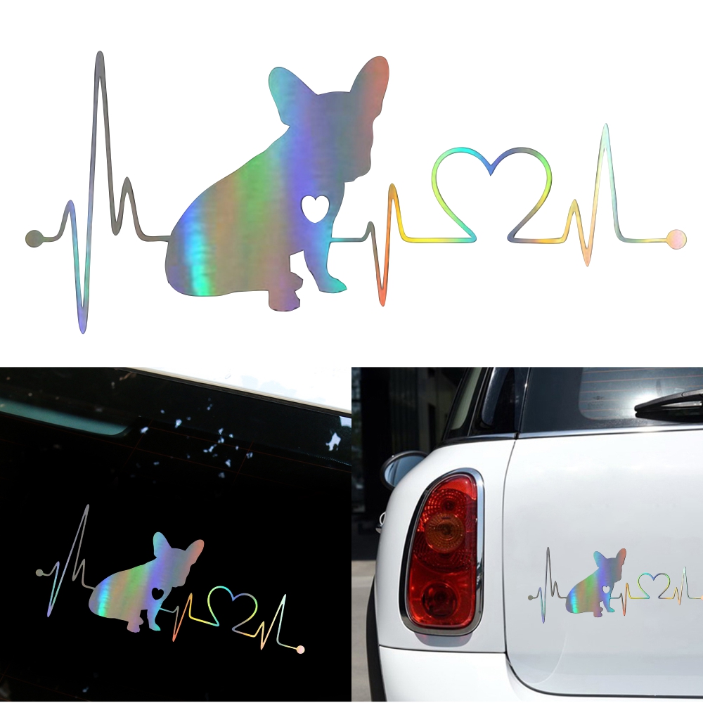 Decal French Bulldog Heartbeat 3D Vinyl Car Window Bumper Sticker