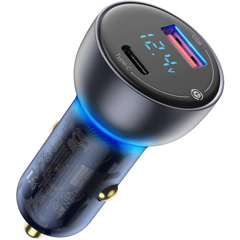 Digital Display Mini Car Charger Qc3.0 Metal Pd Fast Charging Head Car Charger 65w Wide Compatibility For Usb-c Usb-a Powered Devices