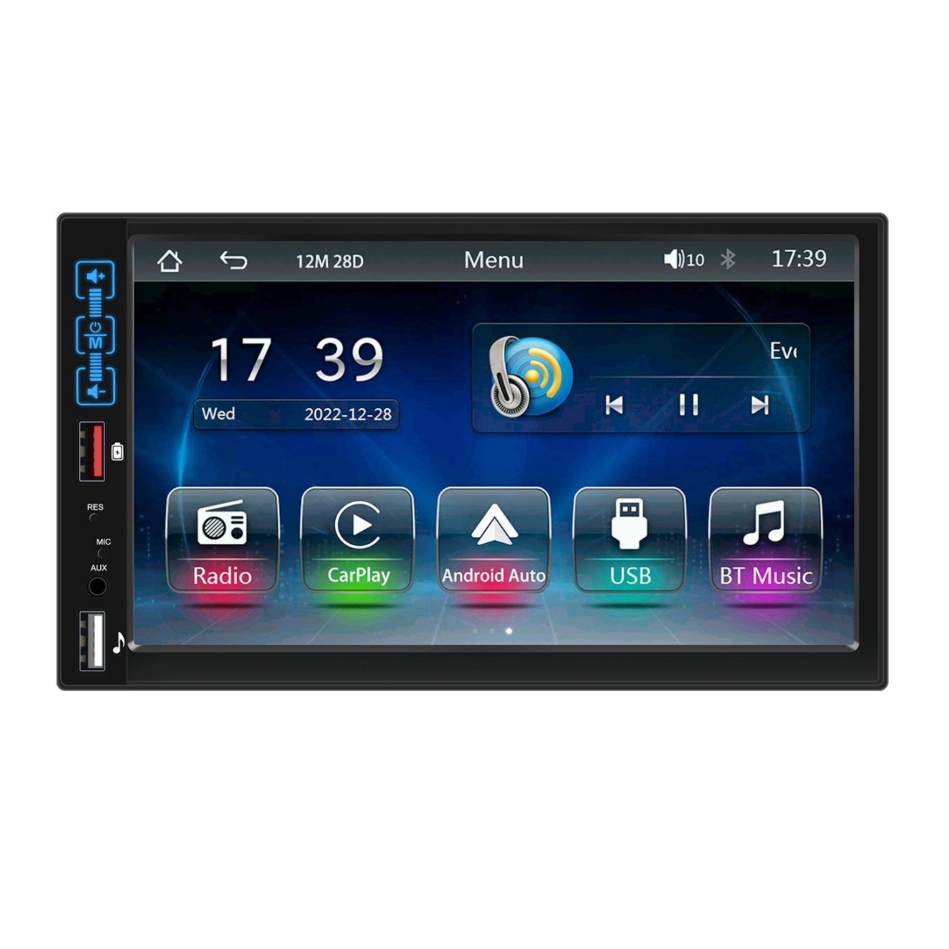 Dual Din Car Radio 7-Inch HD Screen Bluetooth Hands-Free Kit Mp5 Player for Carplay Wireless
