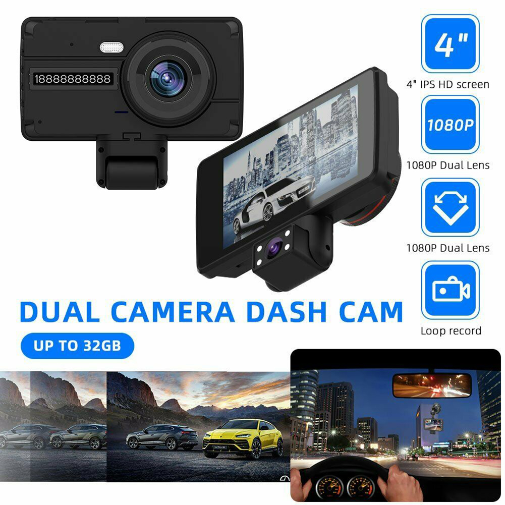 Dual Lens Car Dvr Dash Cam Video Recorder G-sensor HD 1080P Night Vision Parking Monitor