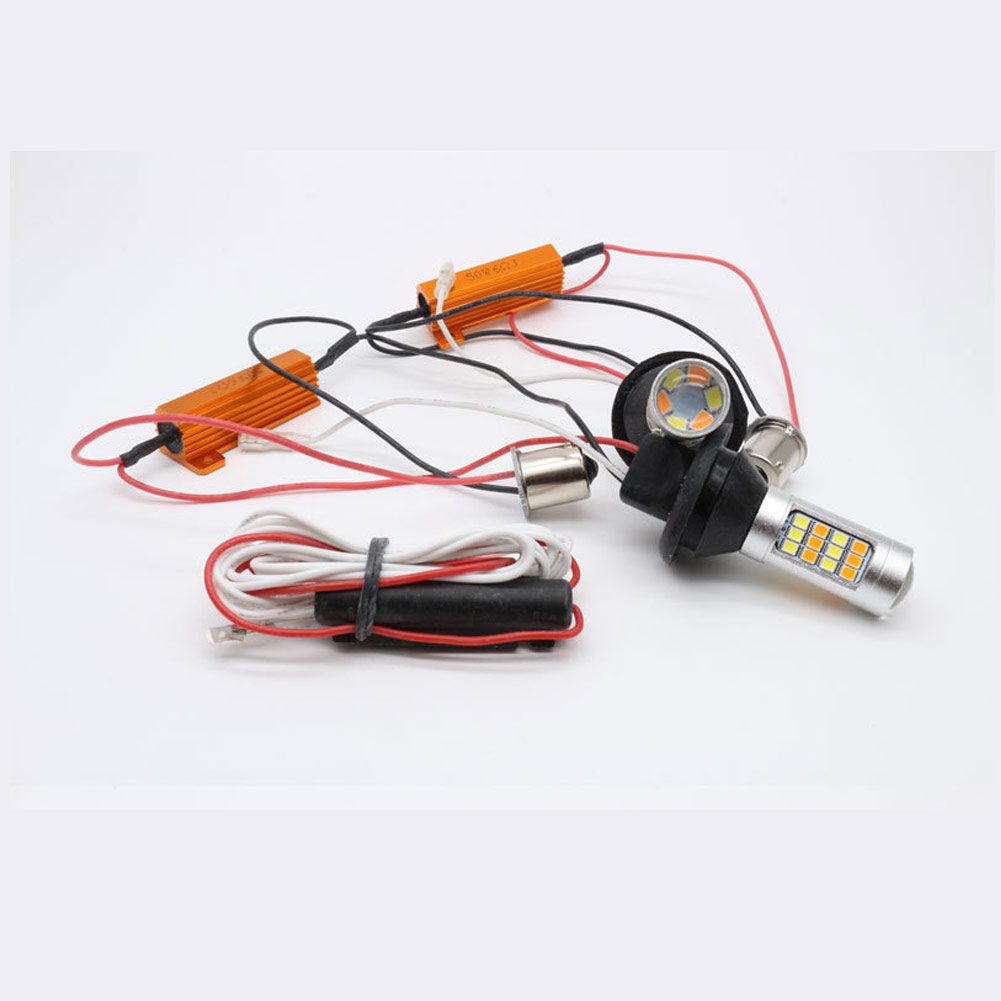 For Car Lighting 2pcs 1156 2835 High Power Dual Color Switchback LED Bulb  42LED Daytime Running Turn Signal Lamp