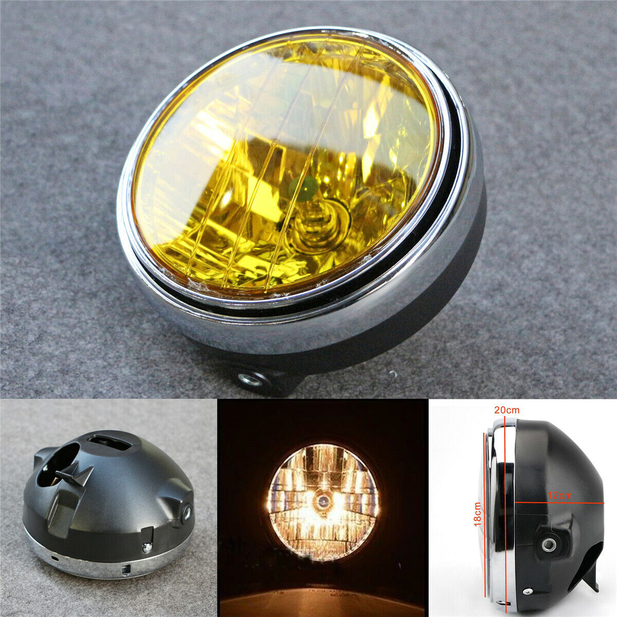 For Honda CB series 7 Inch 35W Universal Motorcycle Headlight Yellow Crystal Glass Clear Lens Beam Round LED He