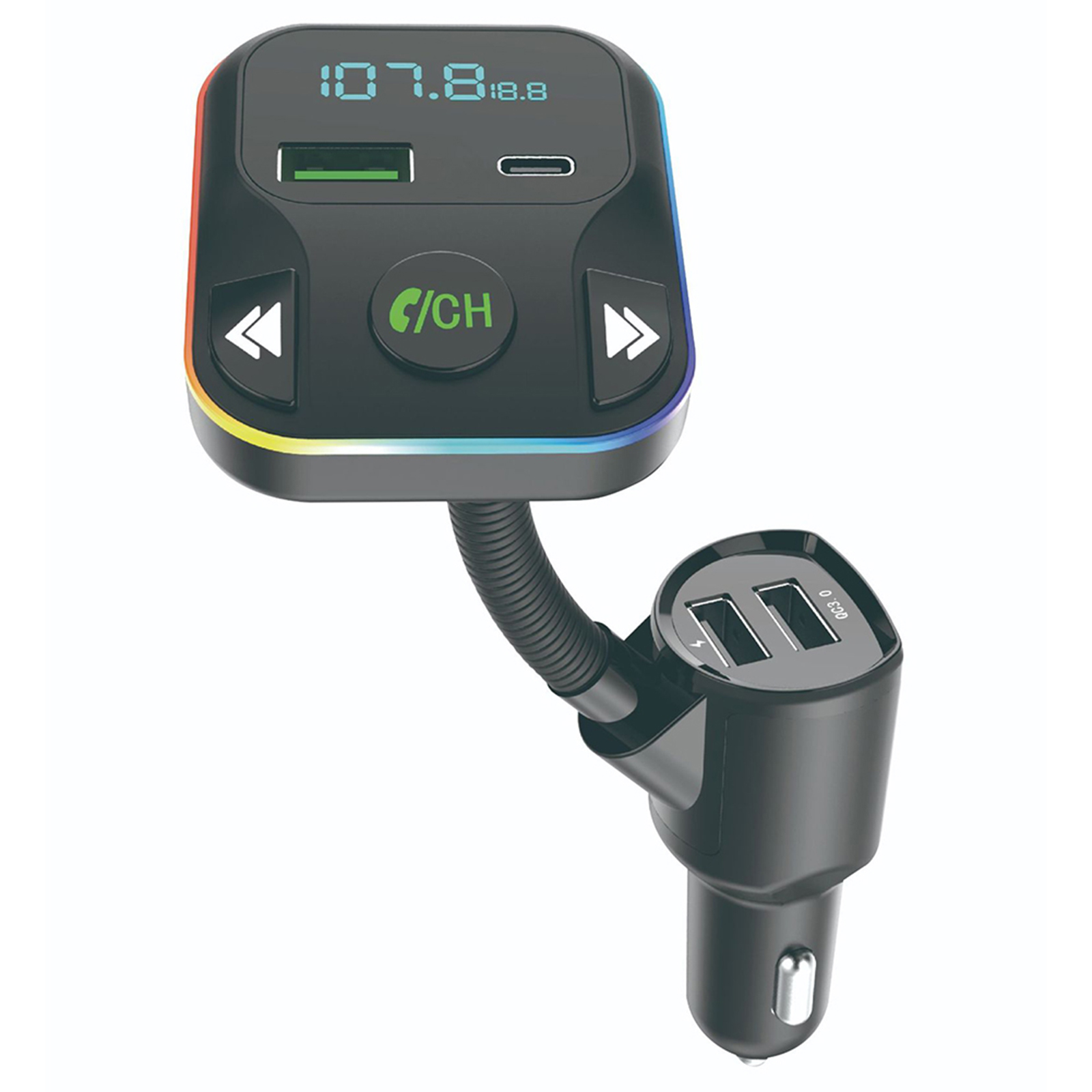 HM02 Car MP3 Player Wireless Radio Adapter FM Transmitter Hands-Free Kit USB Charger With Digital Display