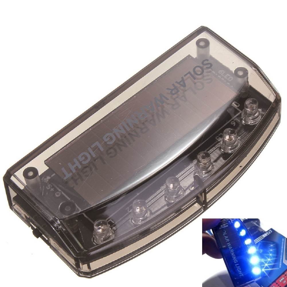 Intelligent Control 6 Led Solar  Warning  Light Solar + Usb Powered Vibration + Light Sensor Strobe Lamp Car Burglar Alarm