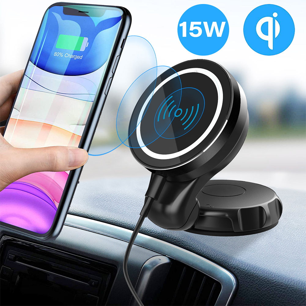 Mini Car Wireless Charger Mobile Phone Bracket Magnetic Suction Charging Holder Stand Navigation Bracket Compatible For Iphone 12 Series