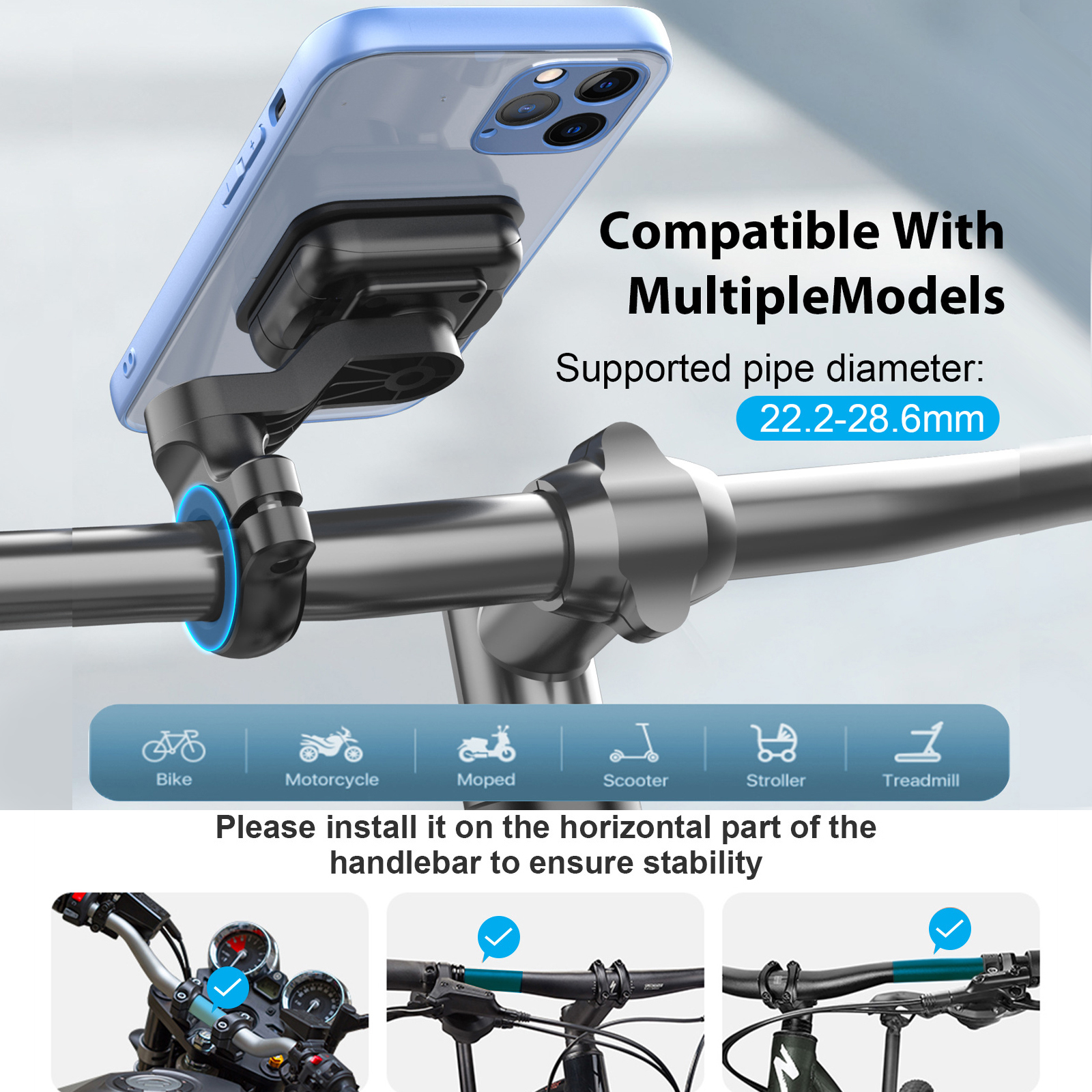 Motorcycle Bicycle Phone Holder Quick-release Rotating Magnetic Suction Buckle Automatic Alignment Navigation Bracket