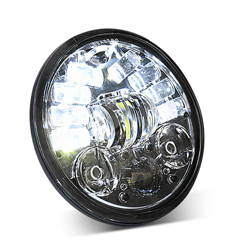 Motorcycle Led Drl Halo Headlight Aluminum Alloy 5.75-inch Motorcycle Headlight