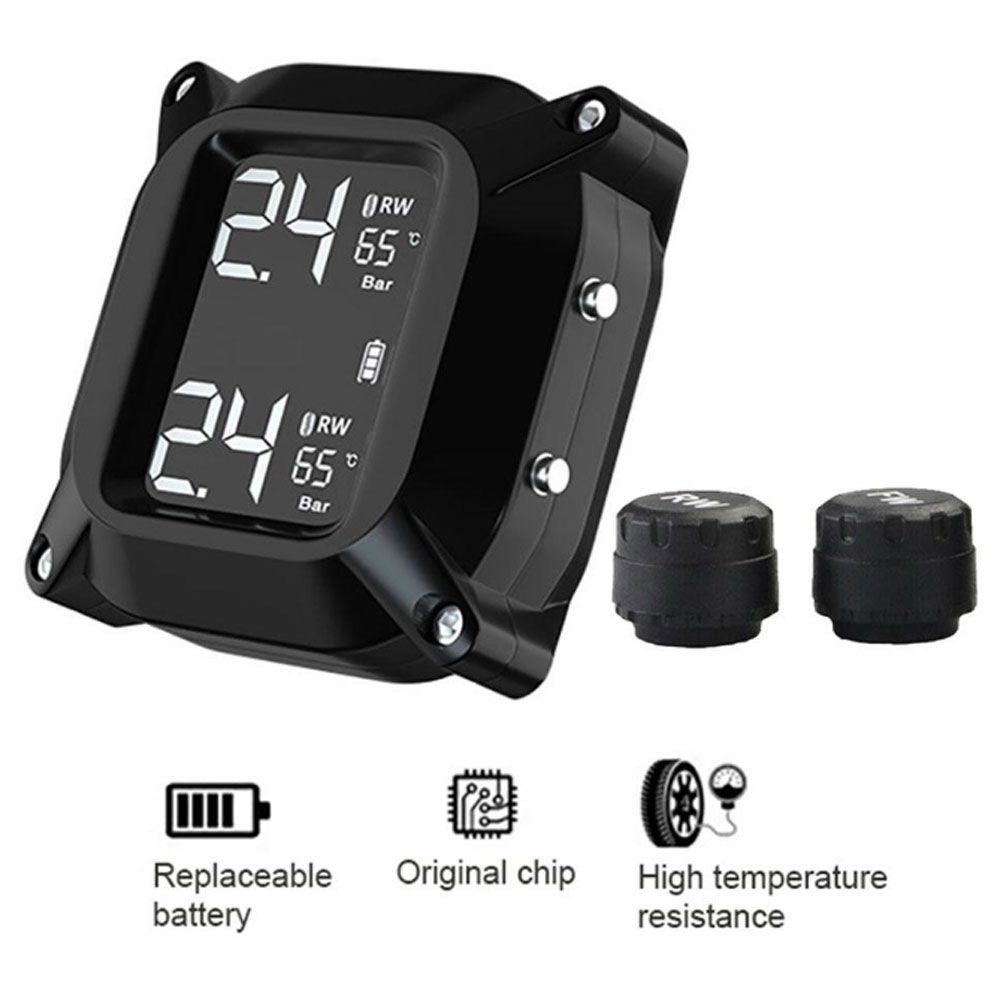 Motorcycle Wireless Tire Pressure Monitoring System Tpms High-precision Digital Display Tyre External Sensors Monitor