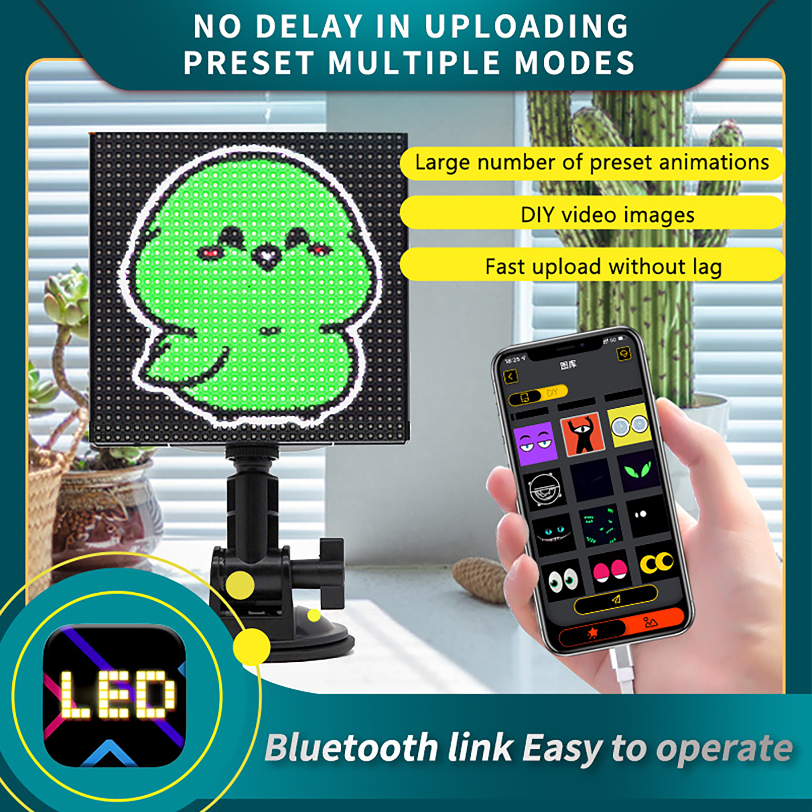 Pixel Display Screen Smartphone App Control DIY Custom Emoticon Message Screen Panel With 32×32 Pixel For Home Decor