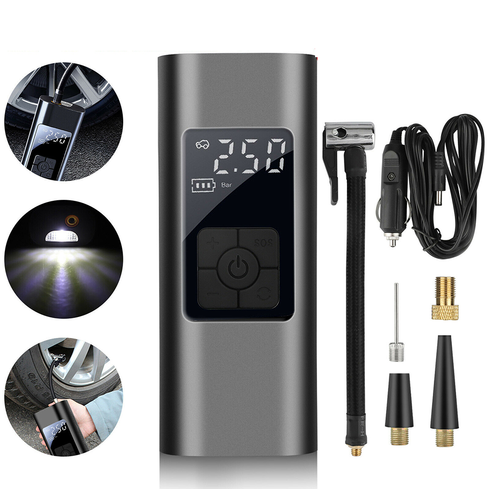 Portable 12v Car Digital Air  Tire  Pump With Multi-purpose Nozzle Led Display Auto Electric Built-in Radiator Inflator Compressor
