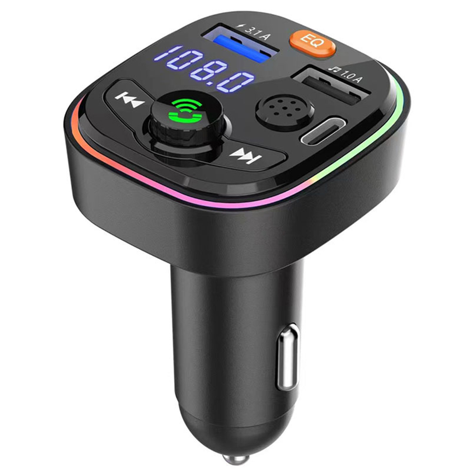 Q6 Car Radio FM Transmitter Dual USB Fast Charging Adapter MP3 Music Player Hands Free Car Kit With Pressure Gauge