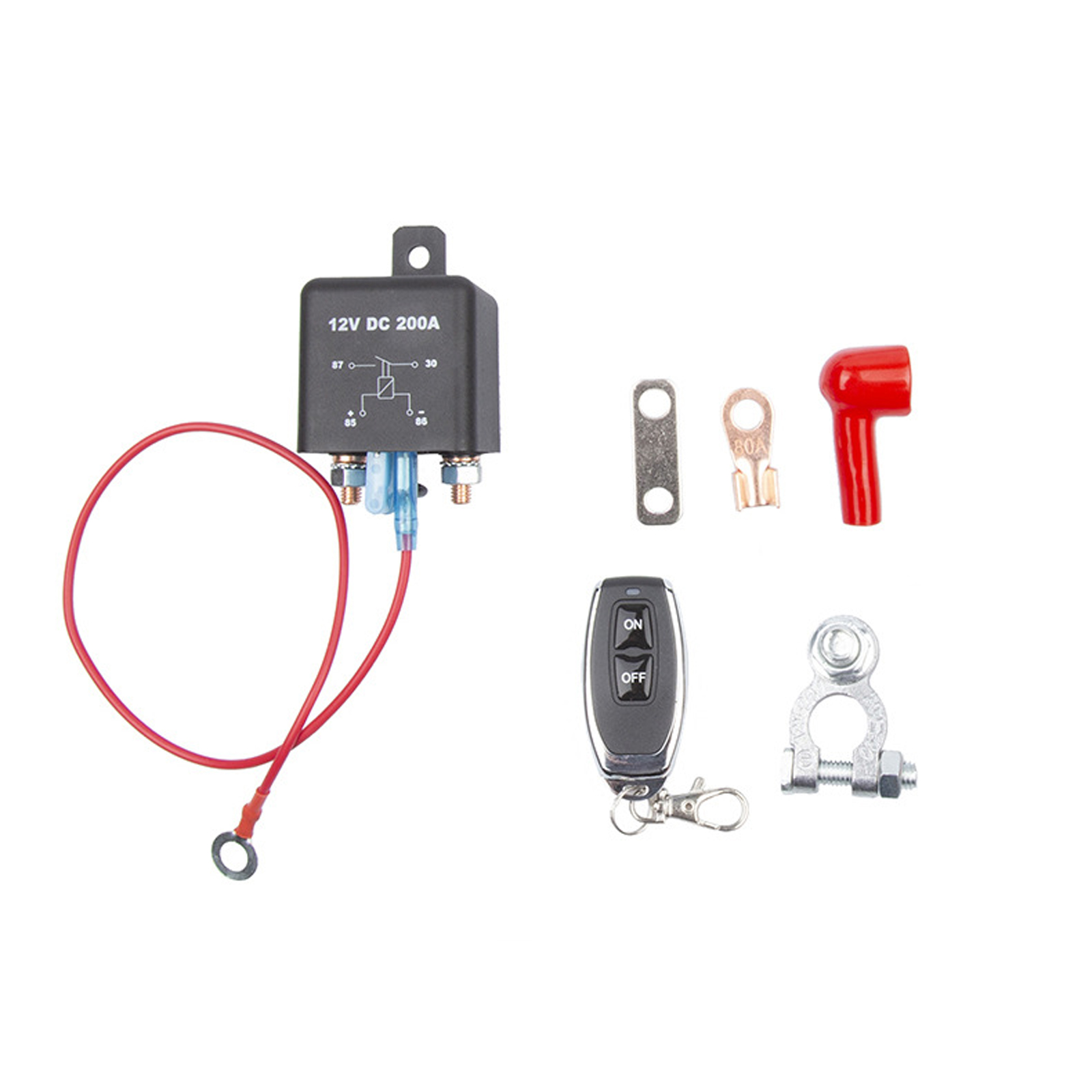 Remote Battery Disconnect Switch Kit 200a 12v RC Intelligent Cut off Switch Prevent Battery Drain Black 2 Keys