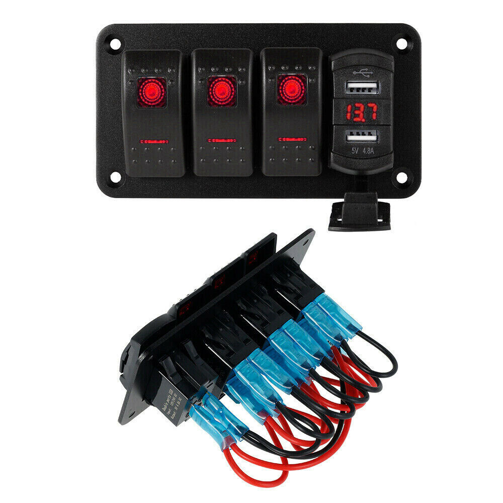 Rocker  Switch  Panel 12v-24v Dual USB + Voltage Digital Display Modification Parts For Car Boat