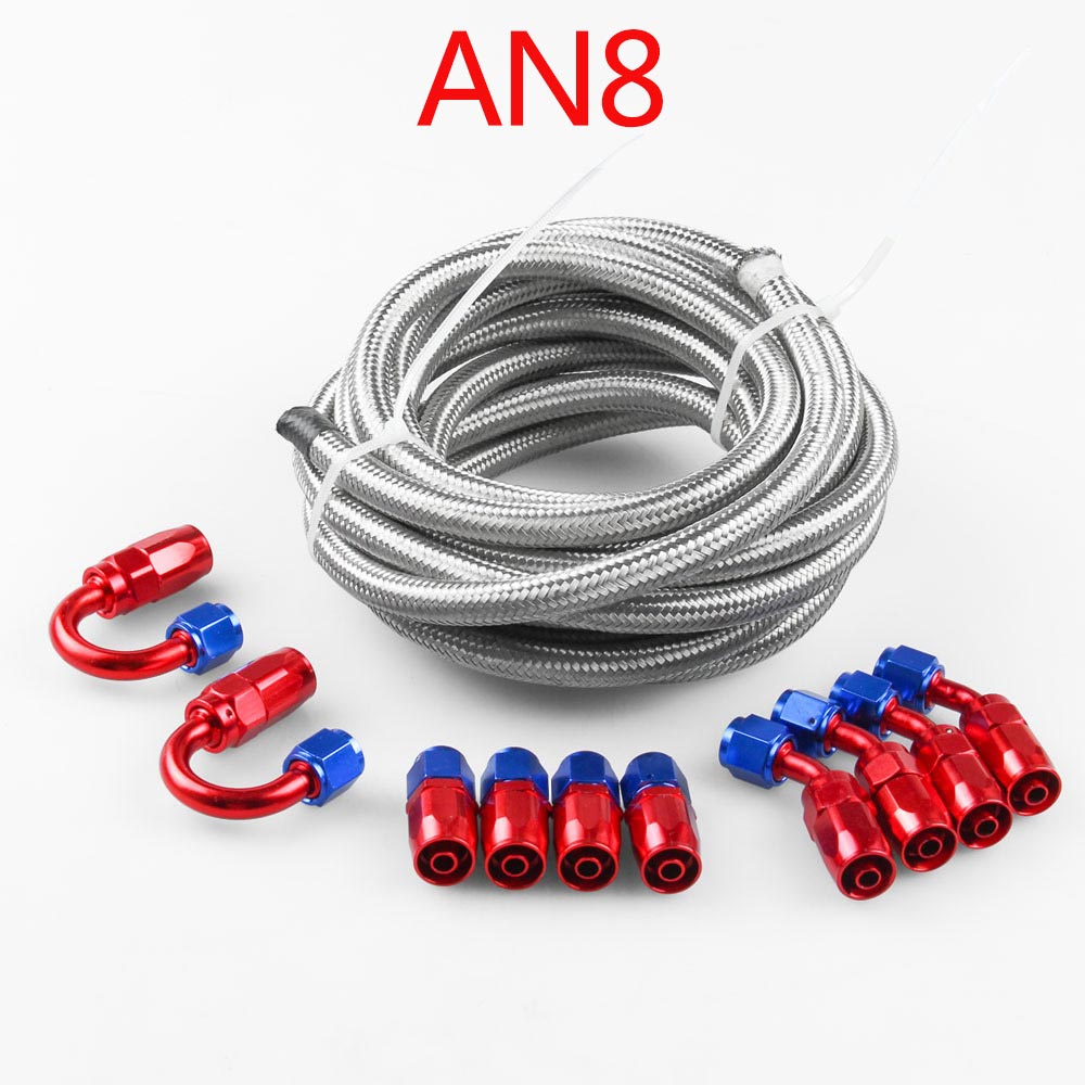 Stainless Steel Braided Oil / Fuel Line / Hose + Fitting / Hose End / Adaptor Kit