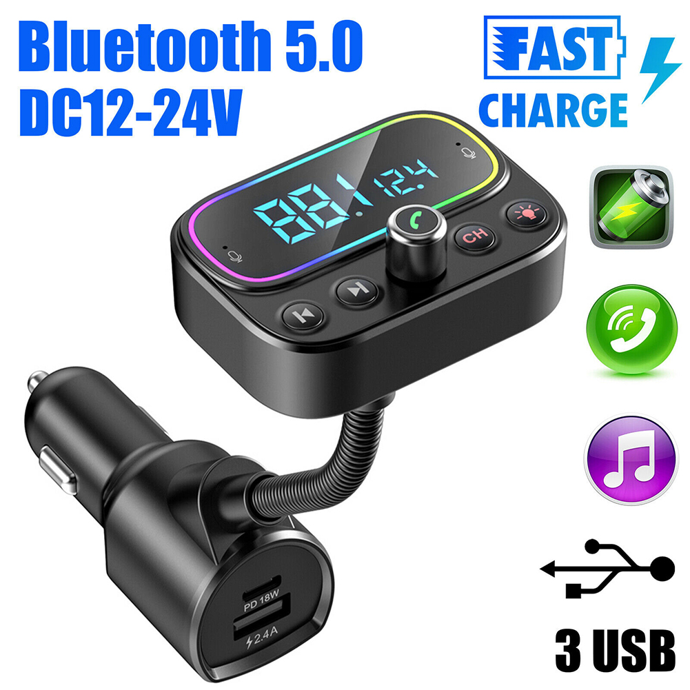 T67 Car Bluetooth-compatible Mp3 Player Hands-free Calling Car Charger Qc3.0 Aux Radio Adapter