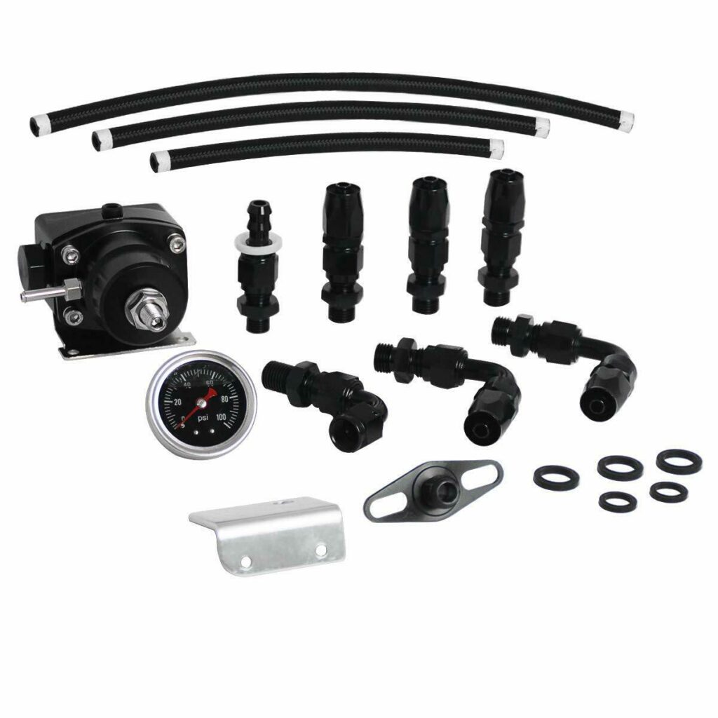 Universal Adjustable Fuel Pressure Regulator Oil Gauge PSI Adjustment