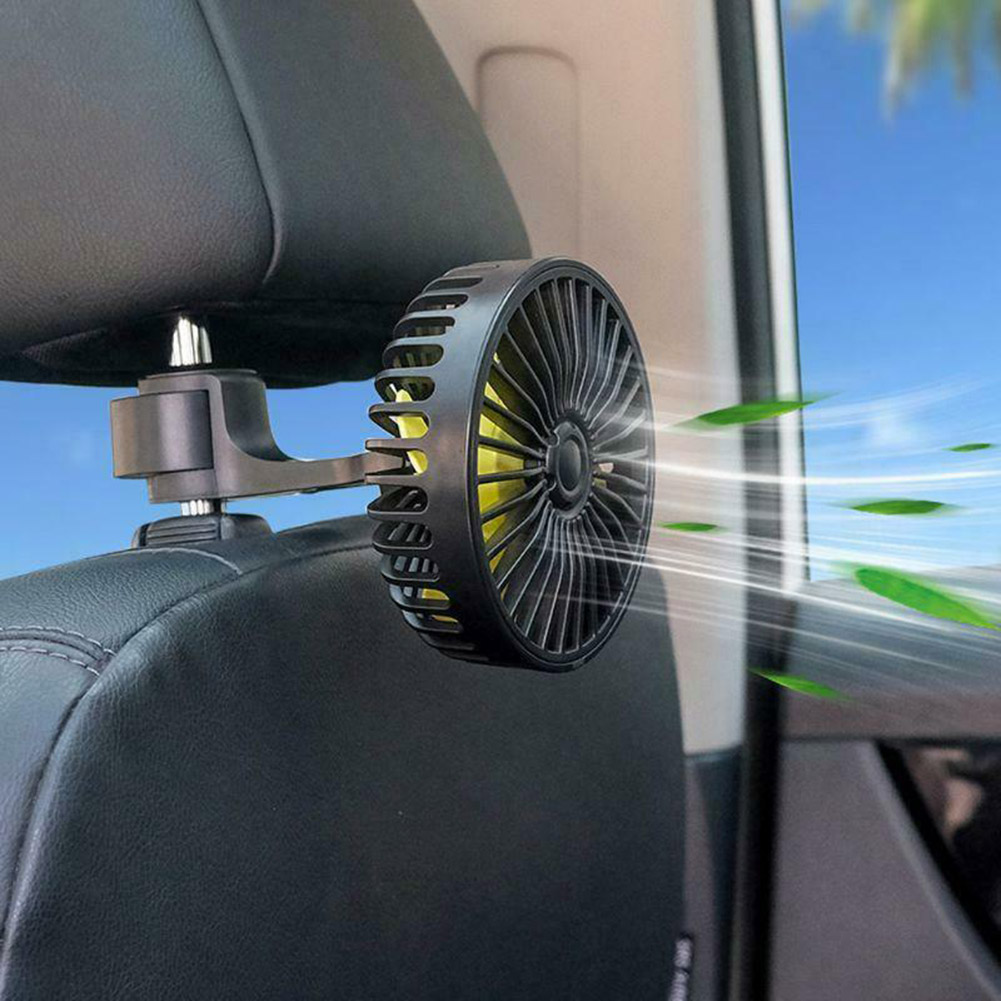 Usb Car Headrest Fan Mini Rear Seat 3-speed Adjustable Air Cooling Blowing Fans Plug And Play F407
